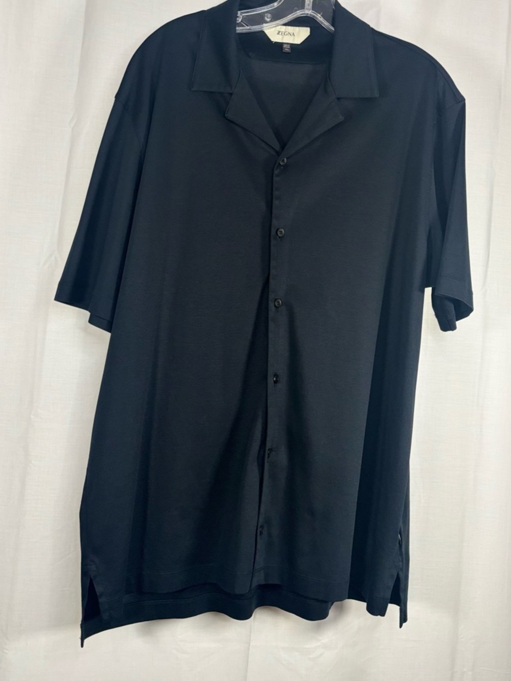 EUC Ermenegildo ZZegna Men’s Black Short-Sleeve Cotton Button-Up Shirt Size XL